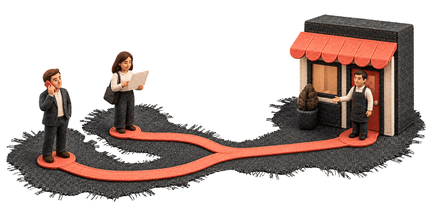 A caller and a person sending a form connect with one business.